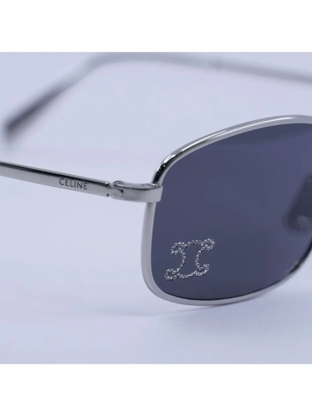 Celine CL40285U RHINESTONE TRIOMPHE 16A Sunglasses Palladium Rectangle Frame